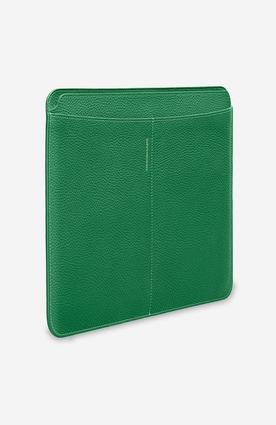 Shop Maison De Sabre Leather Laptop Sleeve In Emerald Green