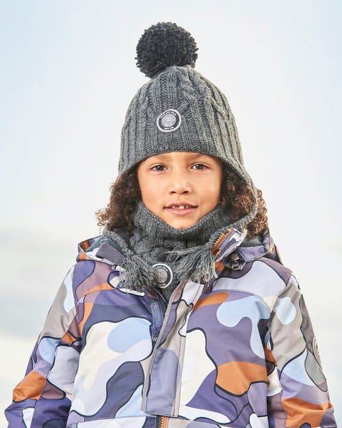 Deux Par Deux Kids Unisex Peruvian Knit Hat Dark Gray In Ebony