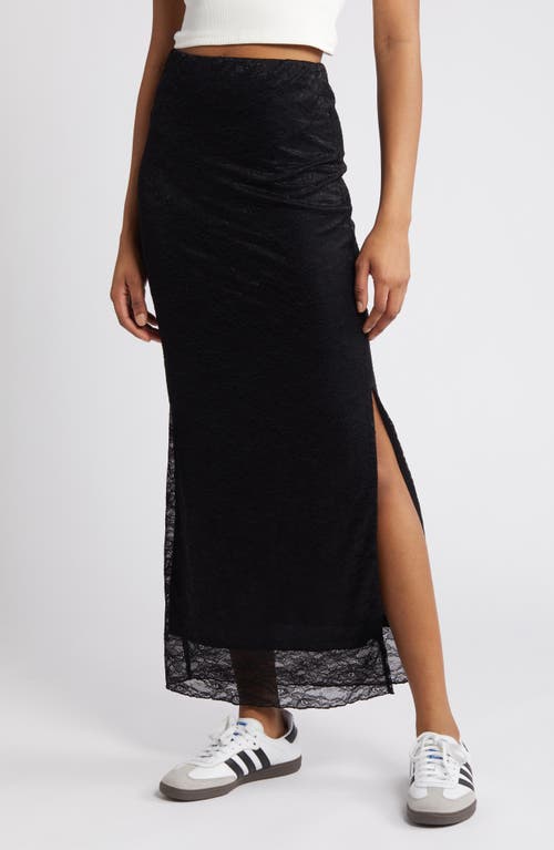 Floral Lace Maxi Skirt in Black Night