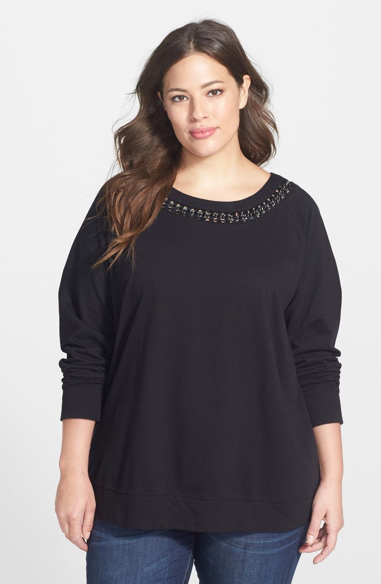 Halogen® Embellished Sweatshirt (Plus Size) | Nordstrom