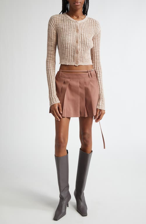 Shop Acne Studios Kiko Rib Linen Blend Cardigan In Dusty Pink