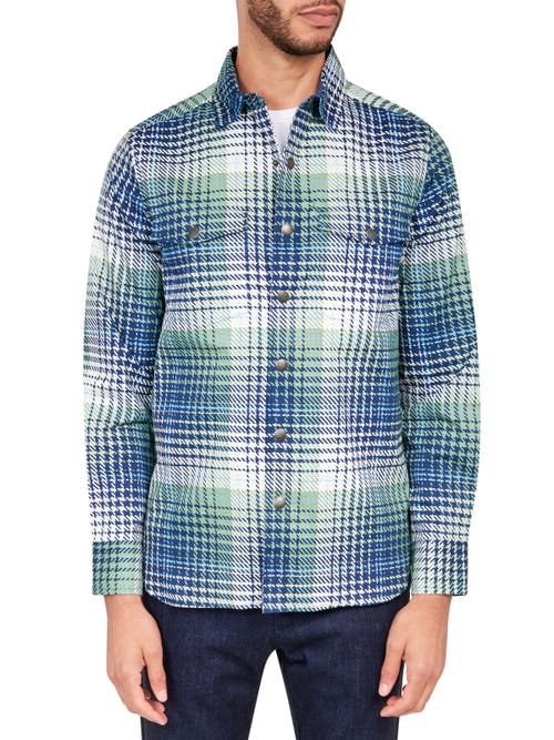 Brooklyn Brigade Plaid Cotton Stretch Shirt Jacket in Green 