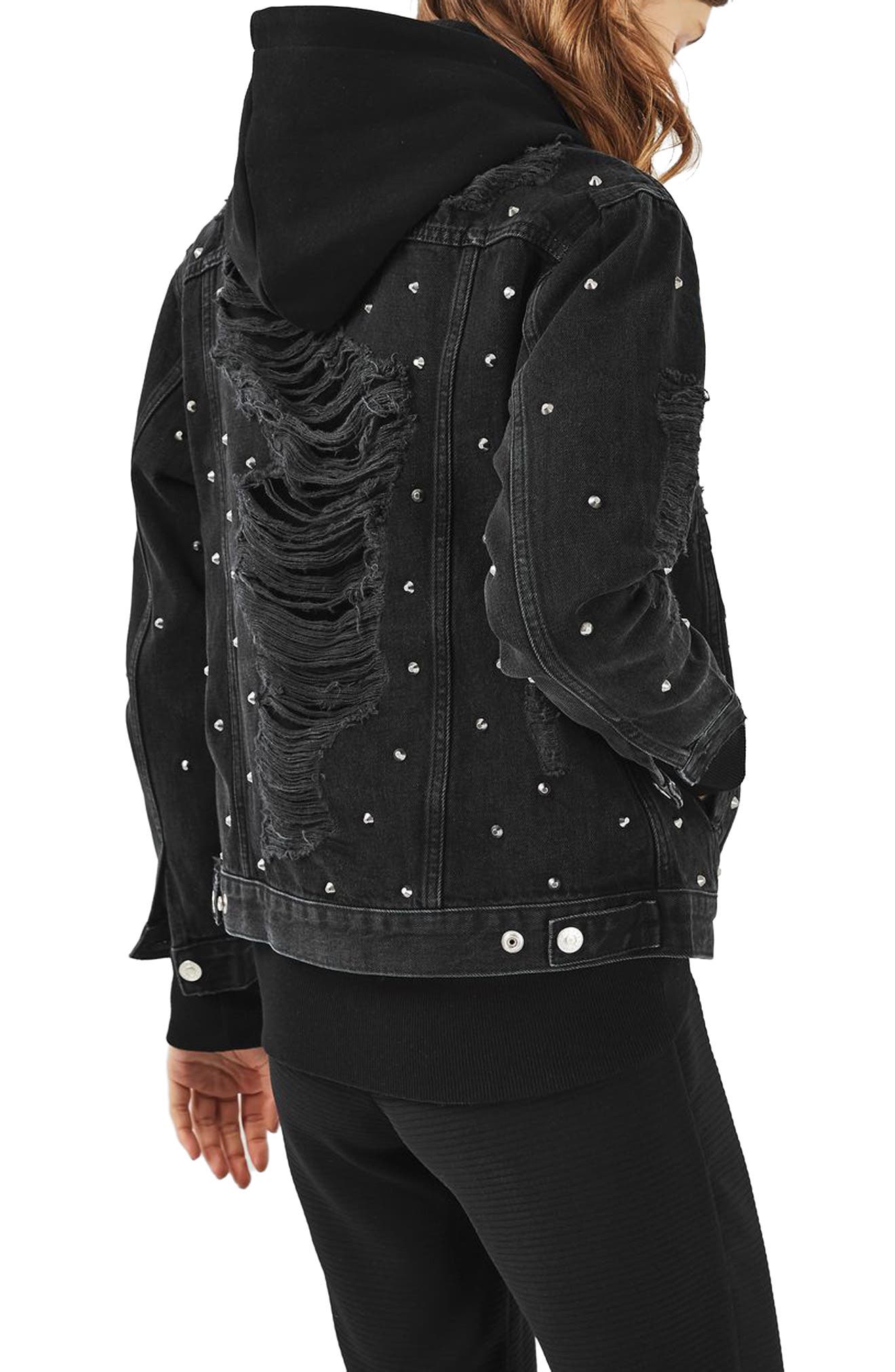 Studded Distressed Denim Jacket (Regular & Petite) Nordstrom