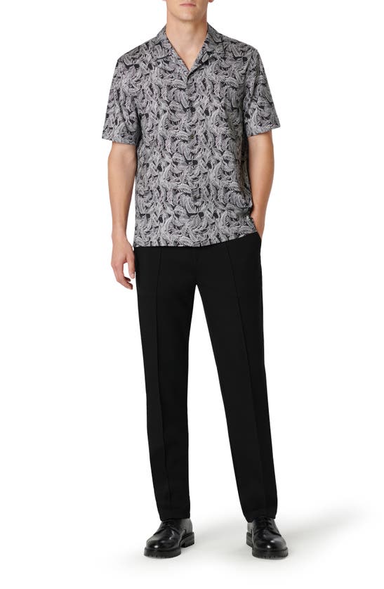 Shop Bugatchi Ooohcotton® Cole Leaf Print Camp Shirt In Black