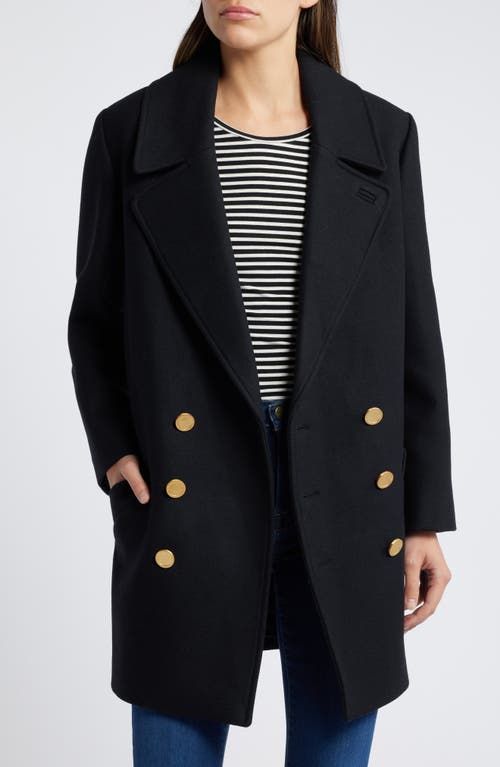 Shop Frame Classic Wool Blend Peacoat In Black