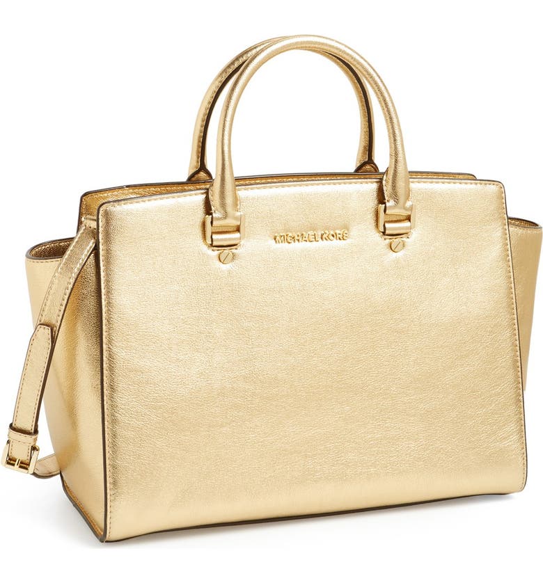 MICHAEL Michael Kors 'Large Selma' Metallic Leather Satchel | Nordstrom