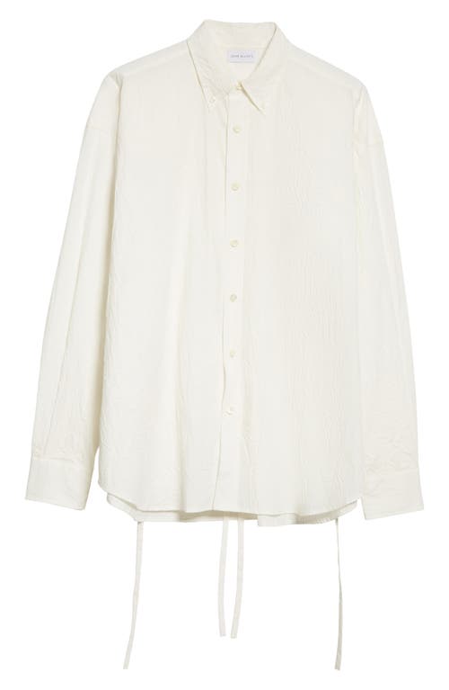 Shop John Elliott Oversize Crinkled Tie Front Button-down Shirt In White