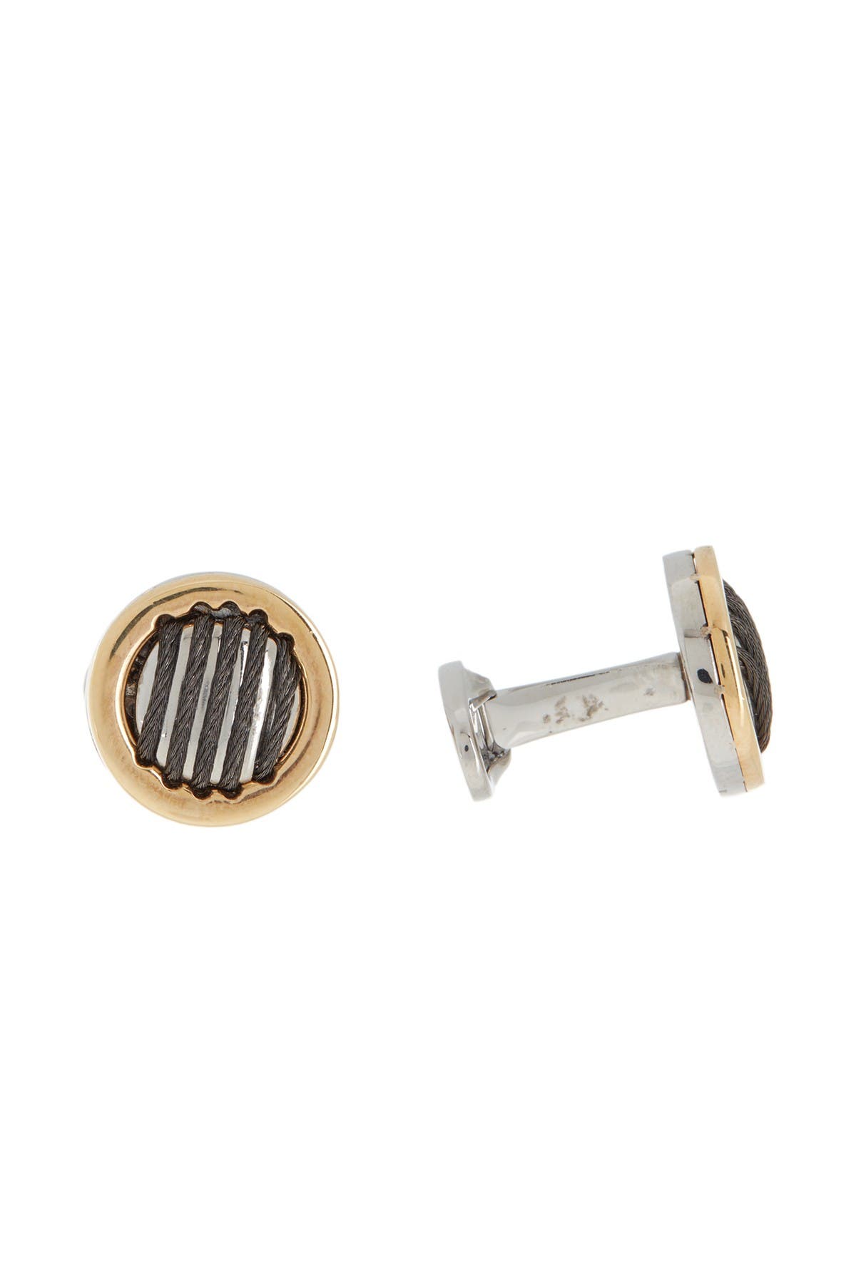 Alor 18k Yellow Gold & Stainless Steel Cable Cuff Links In 18kt Yg