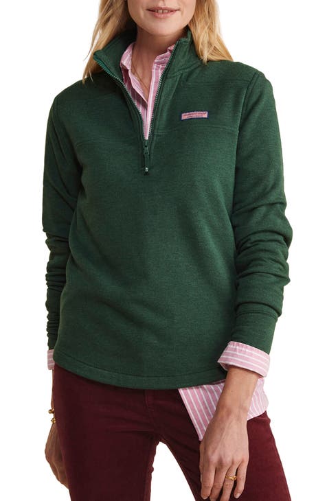 Half-zip Fleece Sweatshirt - Dark green/patterned - Ladies