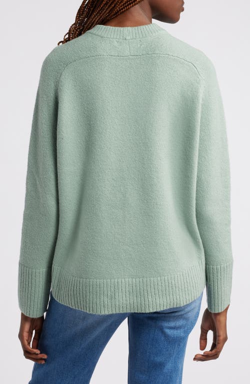 Shop Treasure & Bond Crewneck Raglan Cotton Blend Sweater In Green Shore