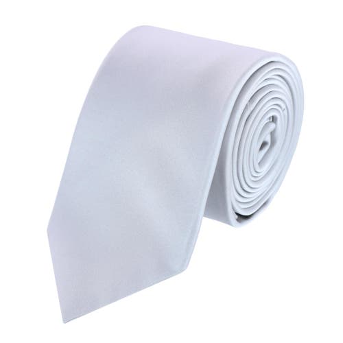 Trafalgar Sutton Solid Color Silk Necktie And Pocket Square Combo In Silver