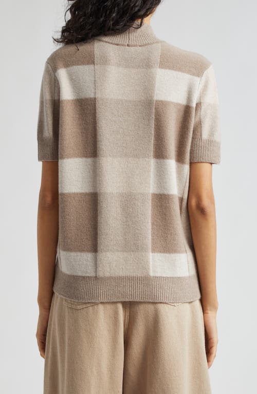 Shop Emporio Armani Check Wool & Cashmere Mock Neck Sweater In Solid Medium Beige