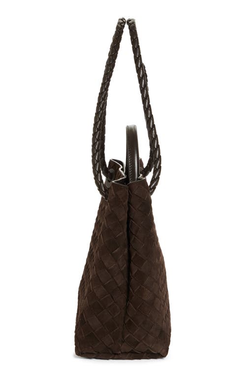 Shop Bottega Veneta Medium Andiamo Intrecciato Suede Shoulder Bag In 2272 Fondant-m Brass-fond