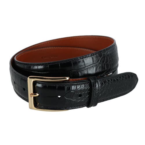 Trafalgar Chance 35mm Mock Mini-african Alligator Embossed Italian Leather Belt In Black