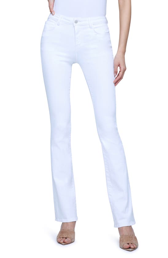 L'agence Selma Cotton Stretch High Rise Bootcut Jeans In Blanc In Blanc