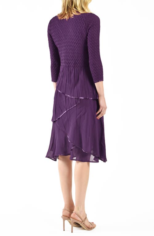 Shop Komarov Tiered Chiffon & Charmeuse Cocktail Dress In Plum