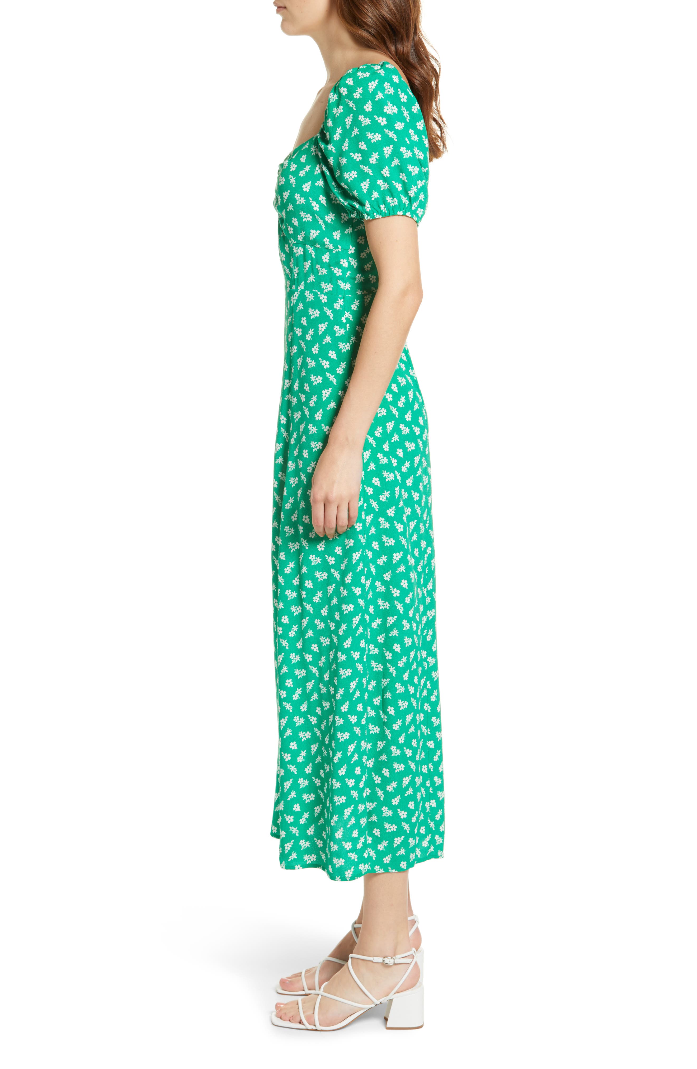 Floral Puff Sleeve Midi Dress | Nordstrom