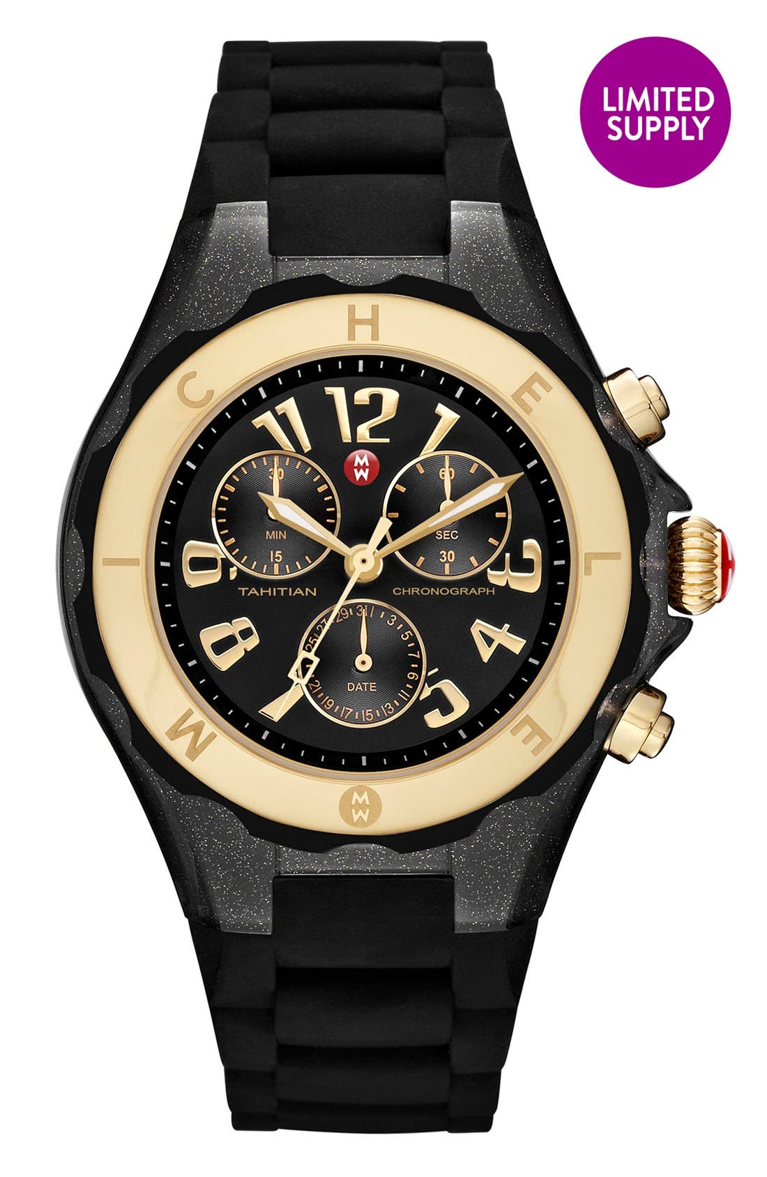 michele tahitian jelly bean watch black and gold