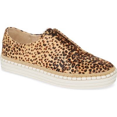 Jslides Karla Genuine Calf Hair Sneaker, Beige