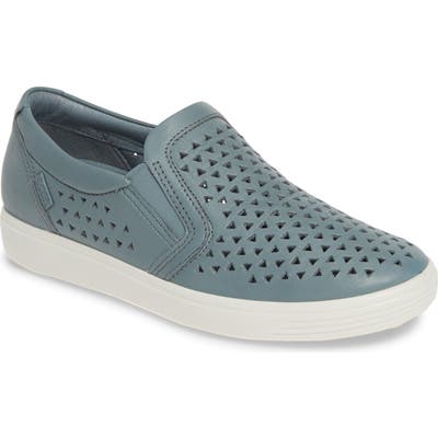 Ecco Soft 7 Laser Cut Slip-On Sneaker, Blue