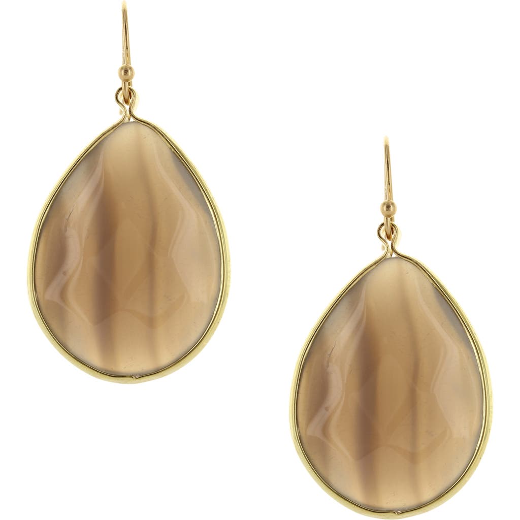 Shop Olivia Welles Stone Detailed Teardrop Earrings In Gold/grey