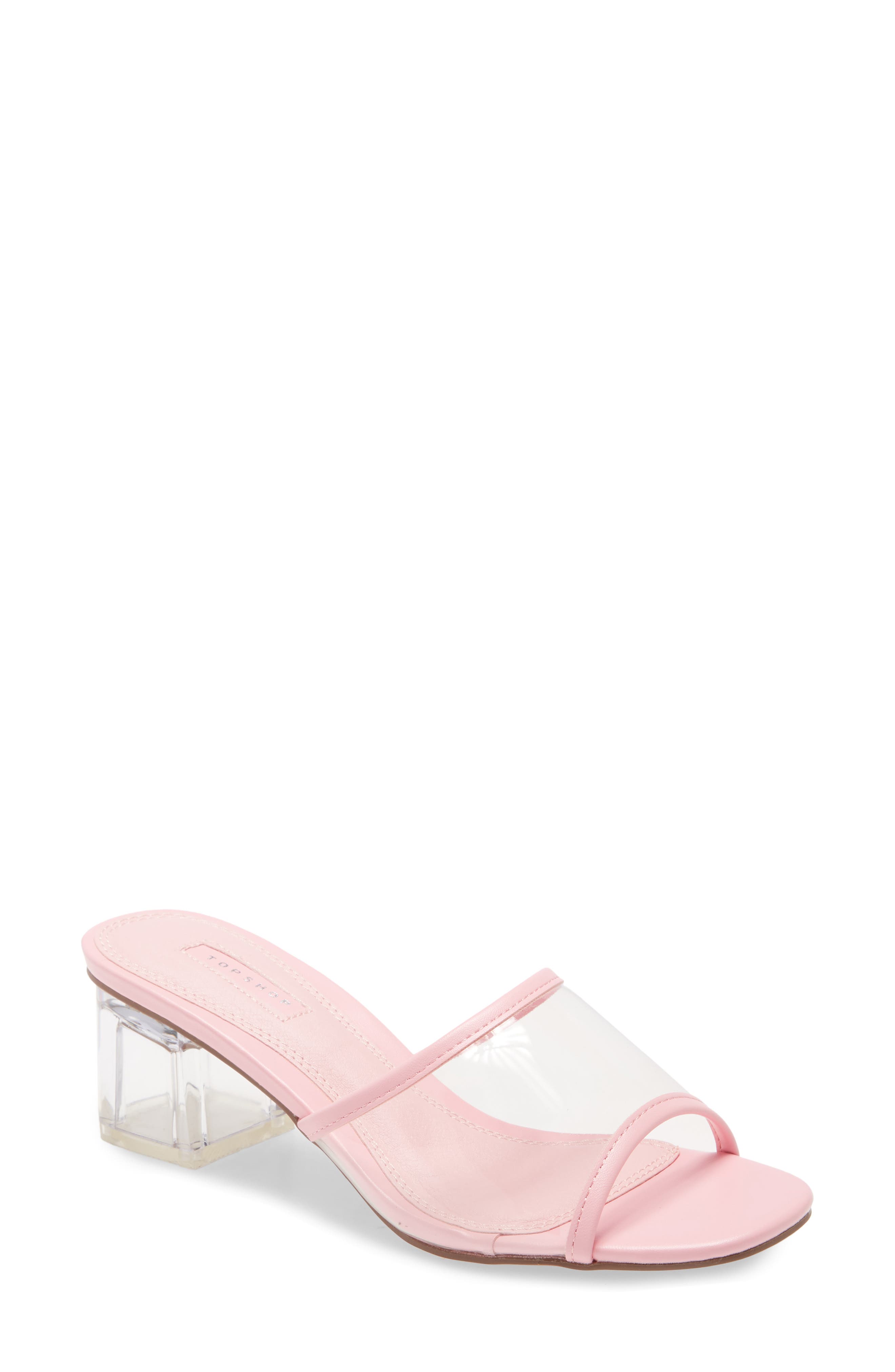 dusty pink block heel