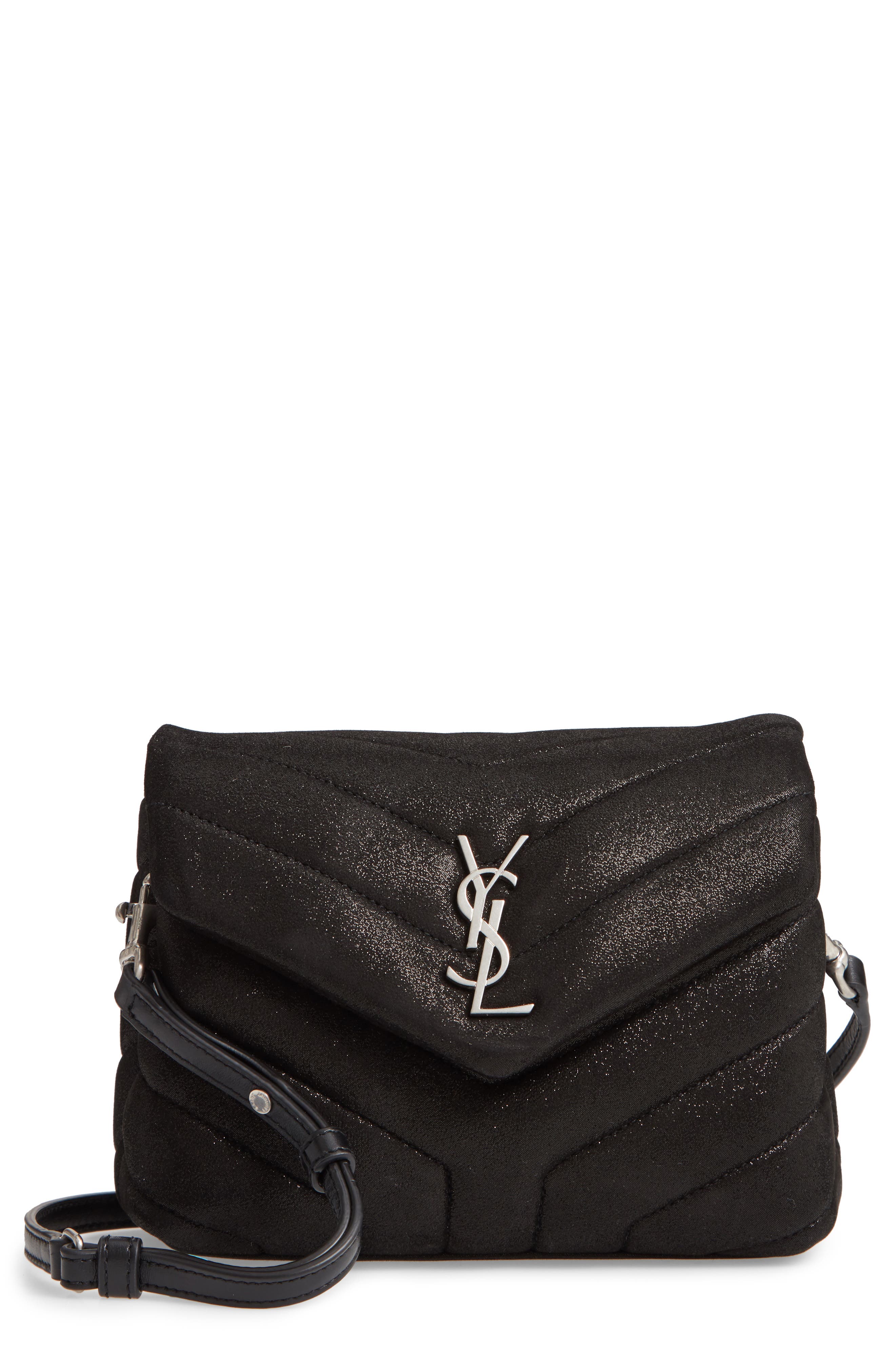 Saint Laurent Mini Loulou Glitter Suede Crossbody Bag Nordstrom