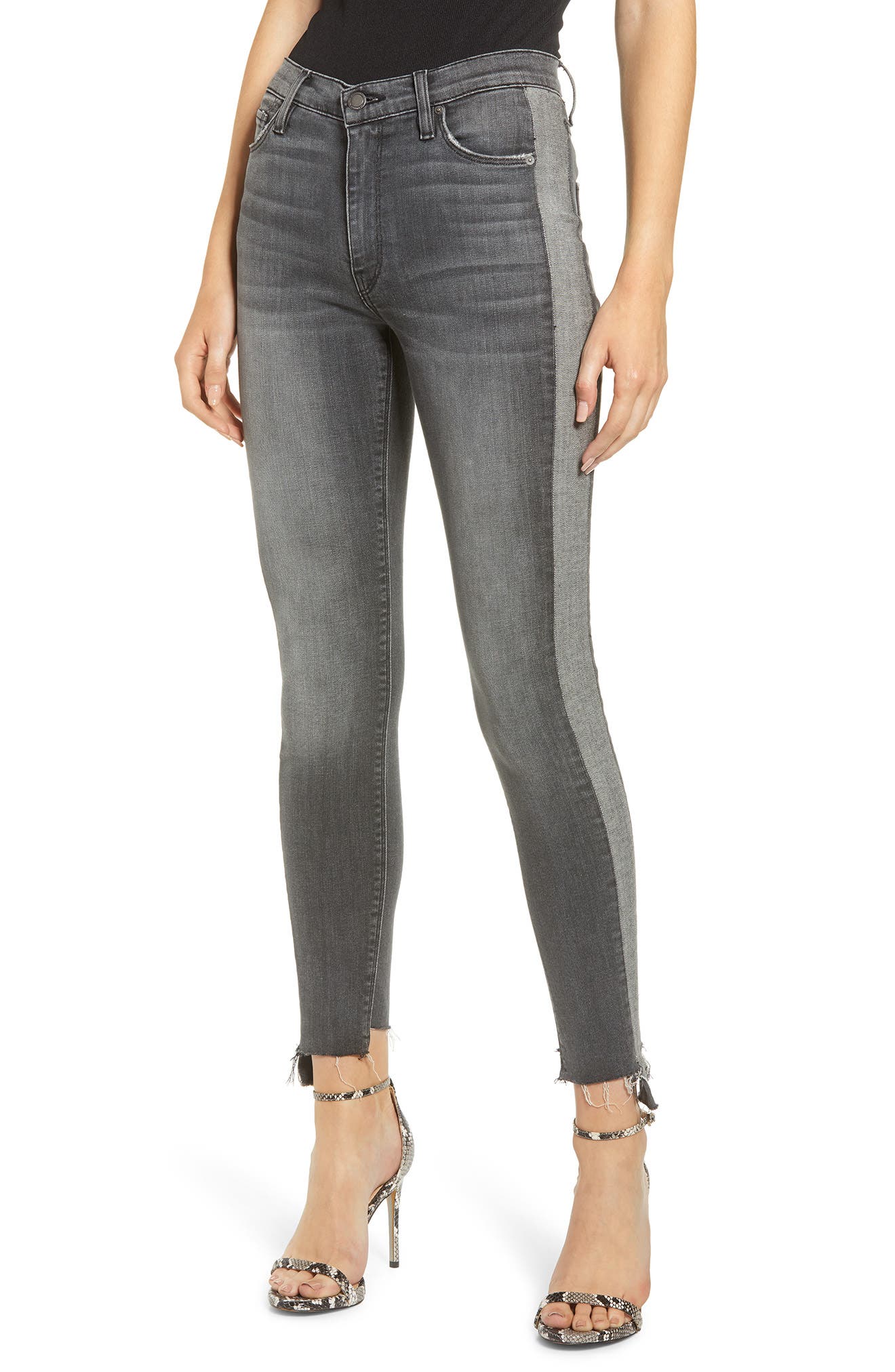 Hudson Jeans Barbara High Waist Tuxedo Stripe Ankle Skinny Jeans (Stark