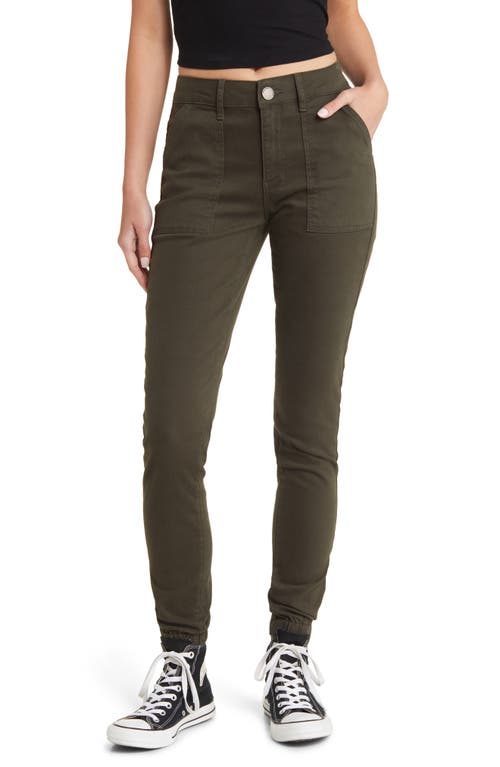 Stretch Cotton Utility Joggers in Olive