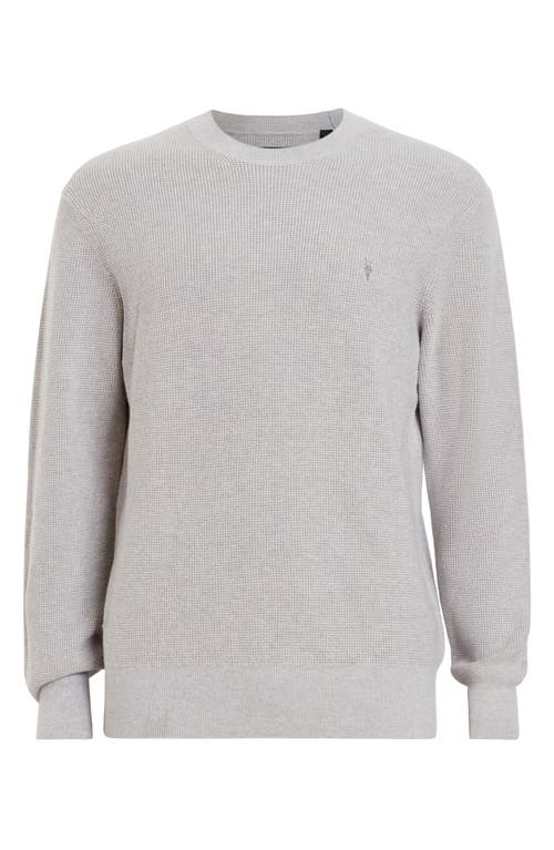 Shop Allsaints Oversize Cotton & Wool Waffle Crewneck Sweater In Cool Grey