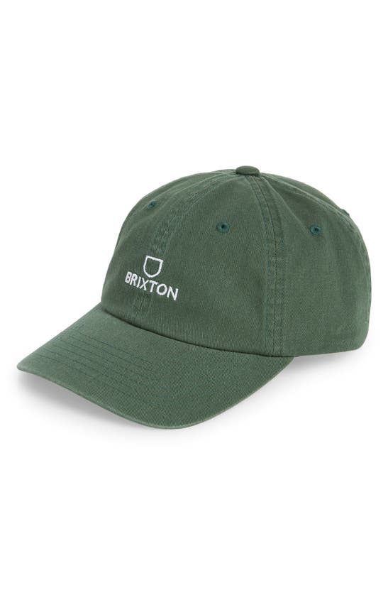 Shop Brixton Alpha Adjustable Baseball Cap In Trekking Green Vintage Wash