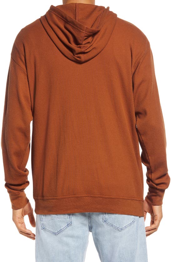 Shop Bp. Cotton Blend Thermal Hoodie In Rust Pottery