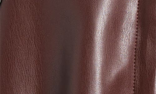 Via Spiga Peplum Faux Leather Moto Jacket In Burgundy