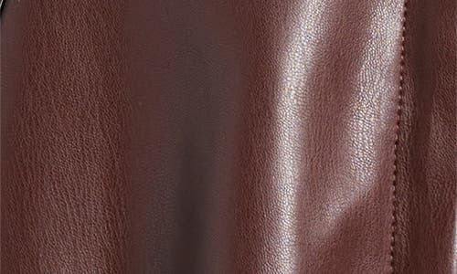 Shop Via Spiga Peplum Faux Leather Moto Jacket In Burgundy