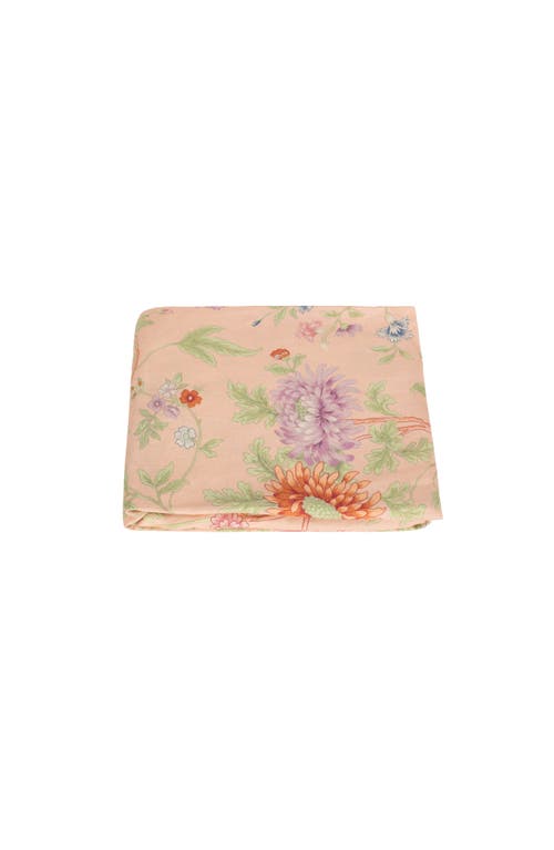 Matouk Simone Floral Print Linen Fitted Sheet in Apricot