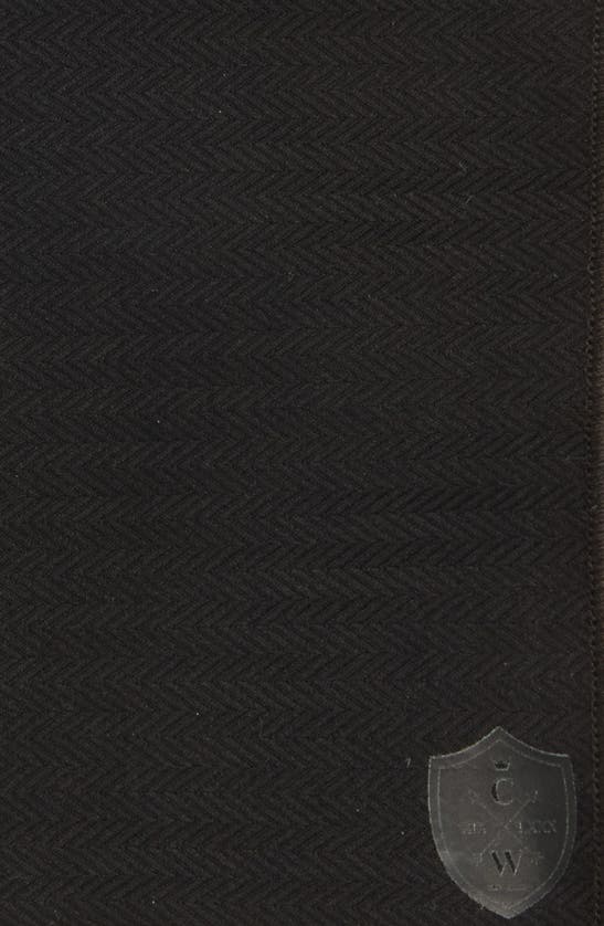 Clifton Wilson Herringbone Cotton Pocket Square In Black