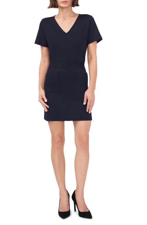 halogen(r) Belted Patch Pocket Minidress in Classic Navy