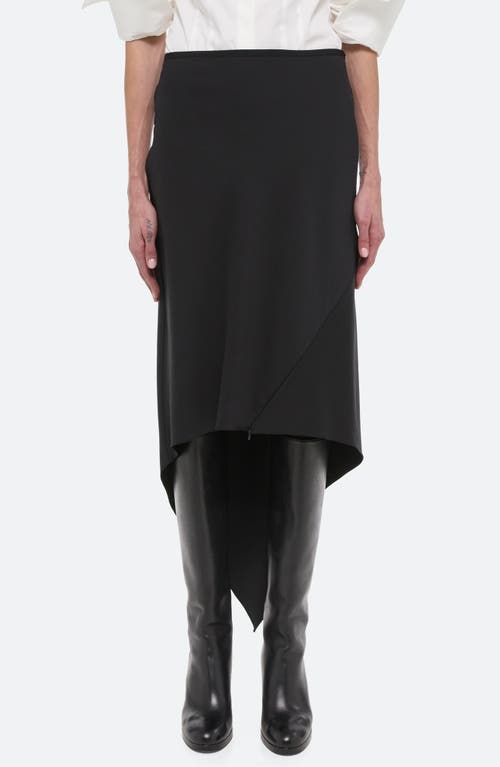 Scarf Hem Virgin Wool Maxi Skirt in Black