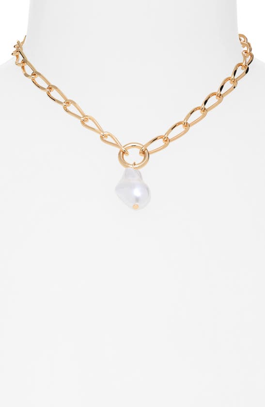 Shop Nordstrom Rack Imitation Baroque Pearl Pendant Necklace In White- Gold
