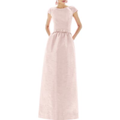 Alfred Sung Cap Sleeve Dupioni Full Length Dress