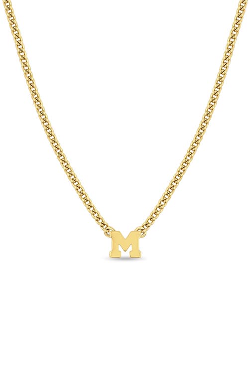 Zoë Chicco Curb Chain Initial Pendant Necklace in Yellow Gold- at Nordstrom