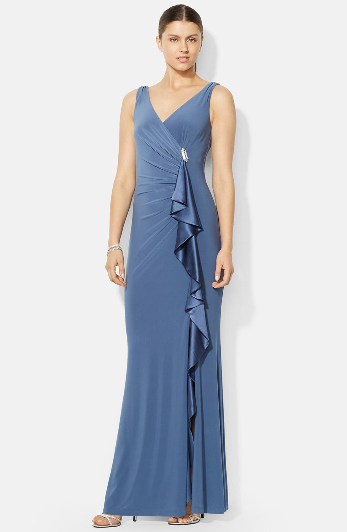 Ralph lauren ruffled jersey gown Clearance