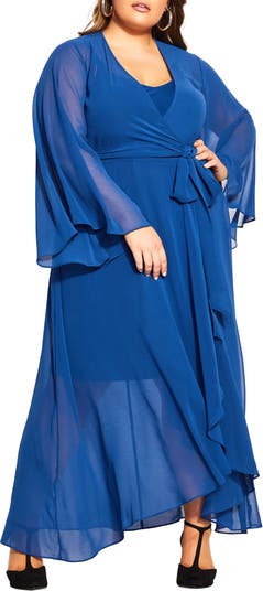 City Chic Fleetwood Long Sleeve Wrap Maxi Dress | Nordstrom
