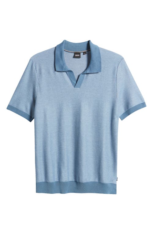 BOSS Tempio Cotton & Lyocell Polo Sweater Light Blue at Nordstrom,