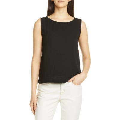 Eileen Fisher Bateau Neck Organic Cotton Tank, Black