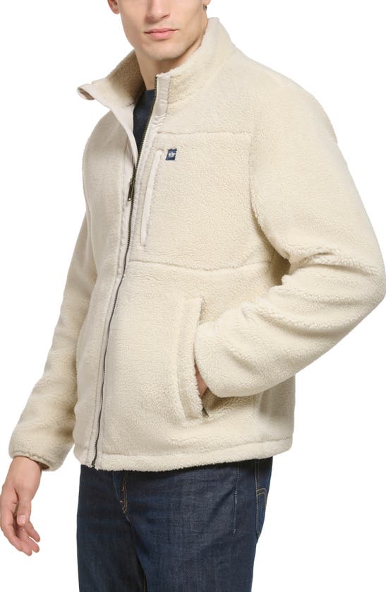 Shop Dockers ® Faux Shearling Zip Front Jacket In Khaki
