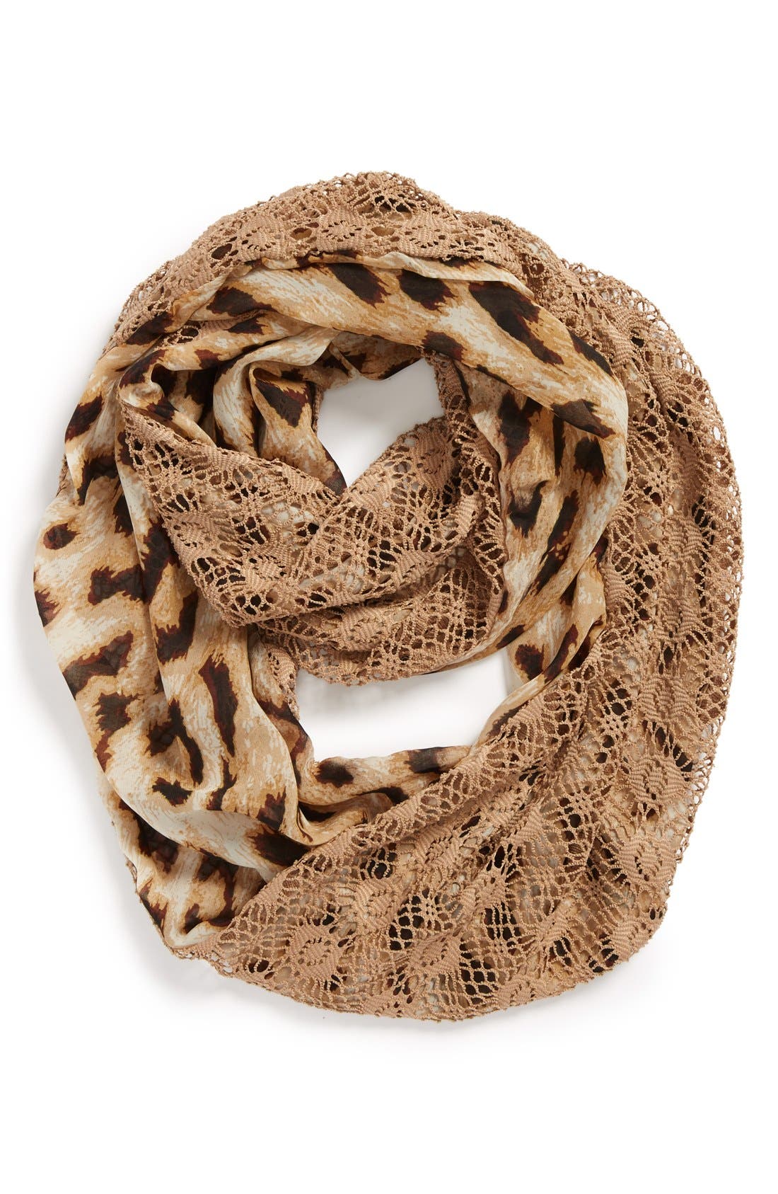 Lulu Leopard Print & Lace Infinity Scarf (Juniors) Nordstrom