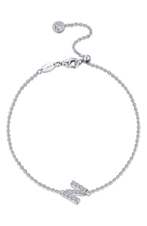 Lafonn Simulated Diamond Pavé Initial Bracelet In Silver/white N