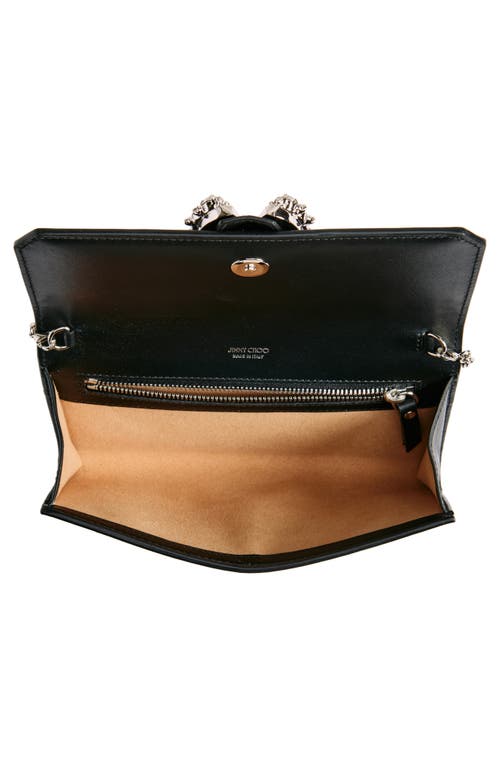 Jimmy Choo Embellished Logo Detailed Chain Wallet In Black/silver