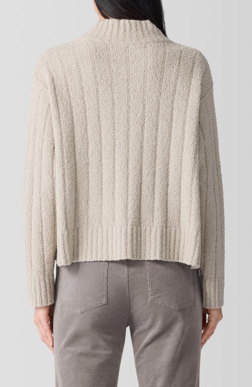 Shop Eileen Fisher Mock Neck Ribbed Sweater In Chalk